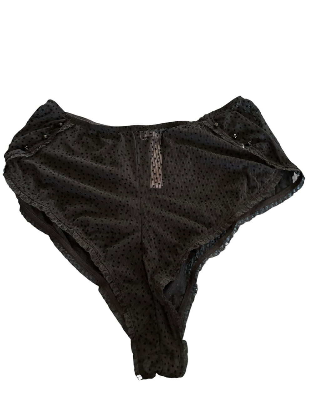 Savage X Fenty Black High Waisted Panty Swiss Dot Sheer Sz 1X Sexy Goddess Diva